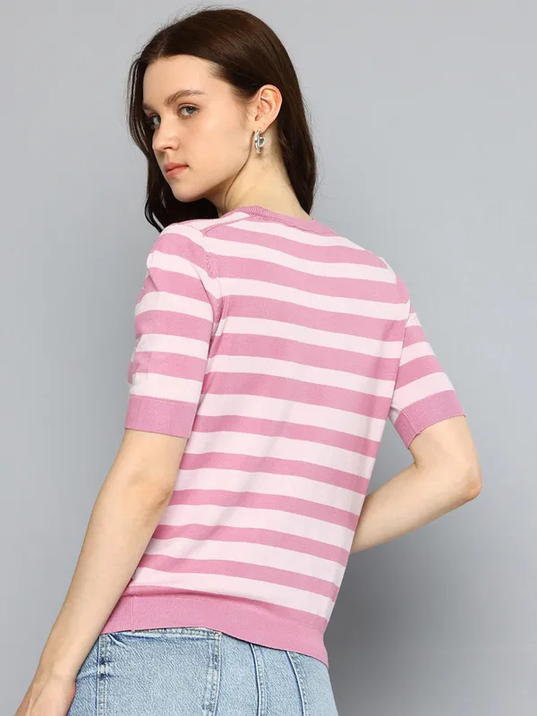 LEVIS striped white and pink cotton t-shirt