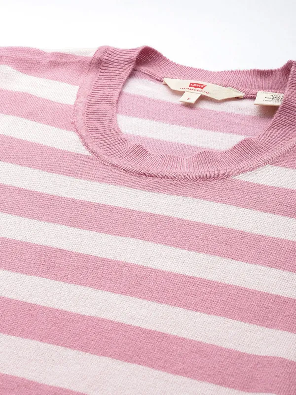 LEVIS striped white and pink cotton t-shirt