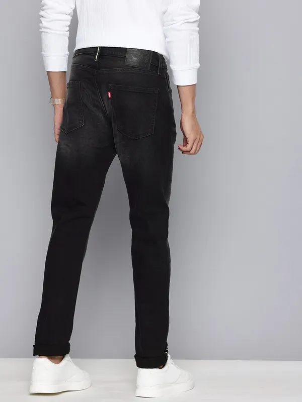 LEVIS washed charcoal black tapered fit denim