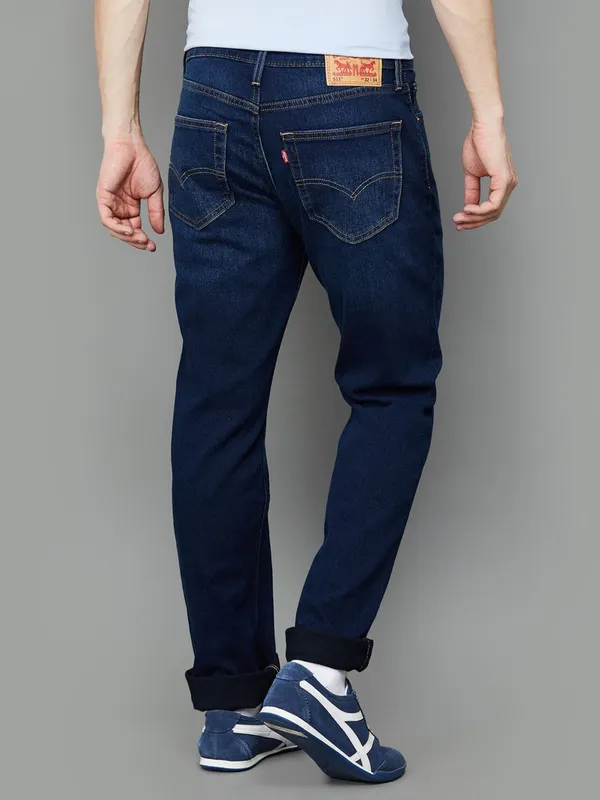 LEVIS washed dark blue denim jeans for men