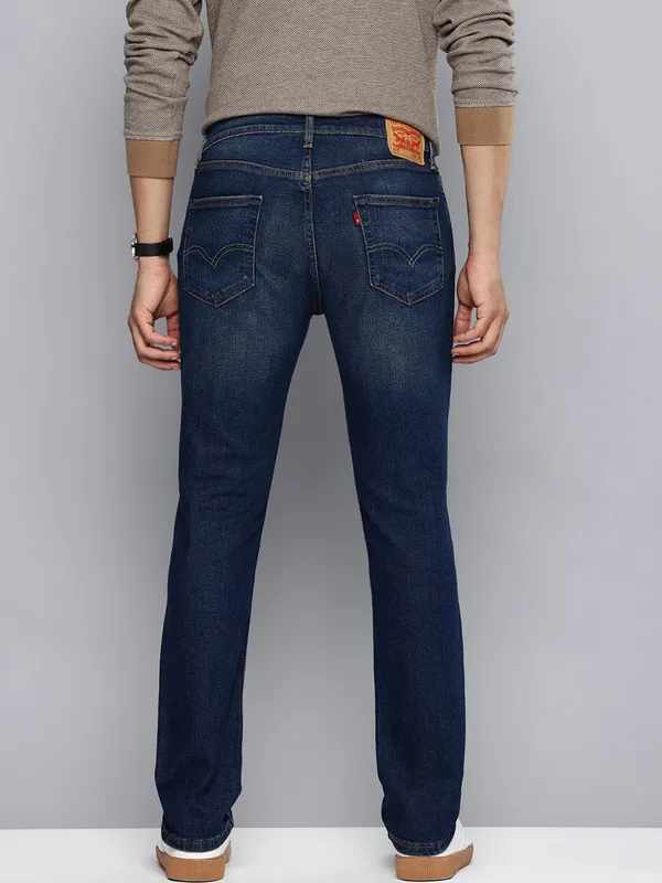 LEVIS washed dark blue denim slim fit jeans