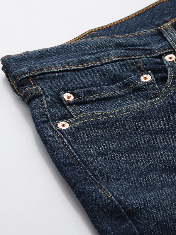 LEVIS washed dark blue denim slim fit jeans