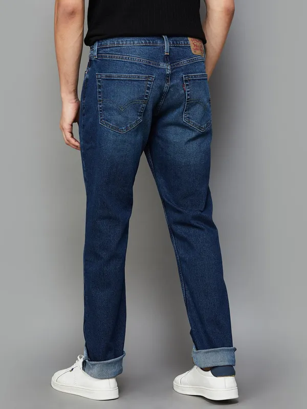 LEVIS washed dark blue slim fit denim for men