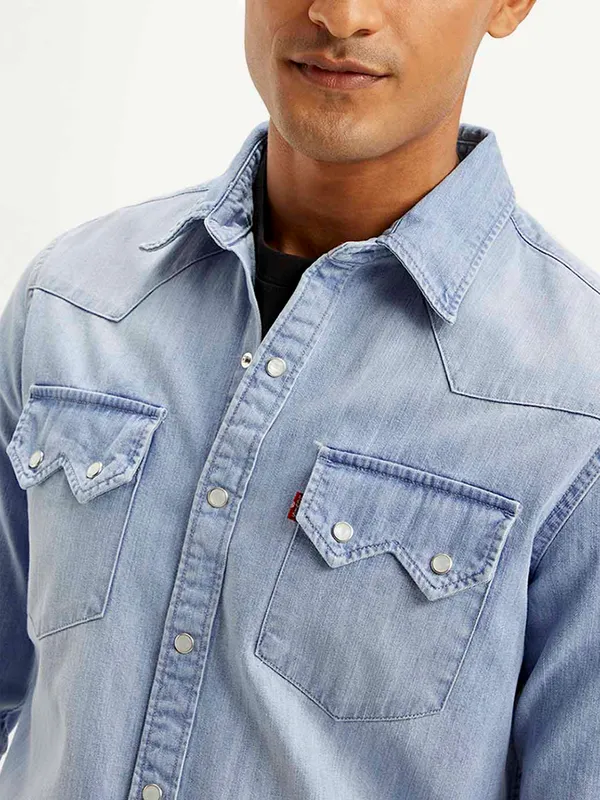LEVIS washed light blue casual denim shirt