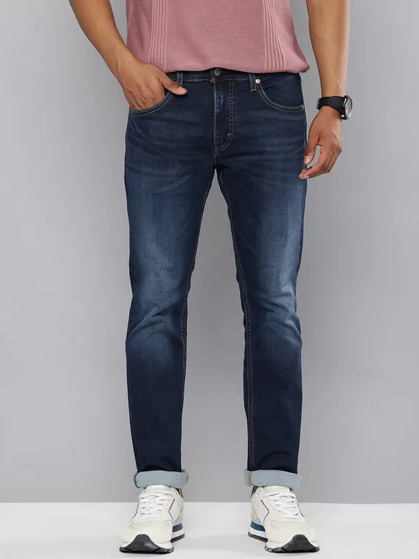LEVIS washed navy denim skinny jeans