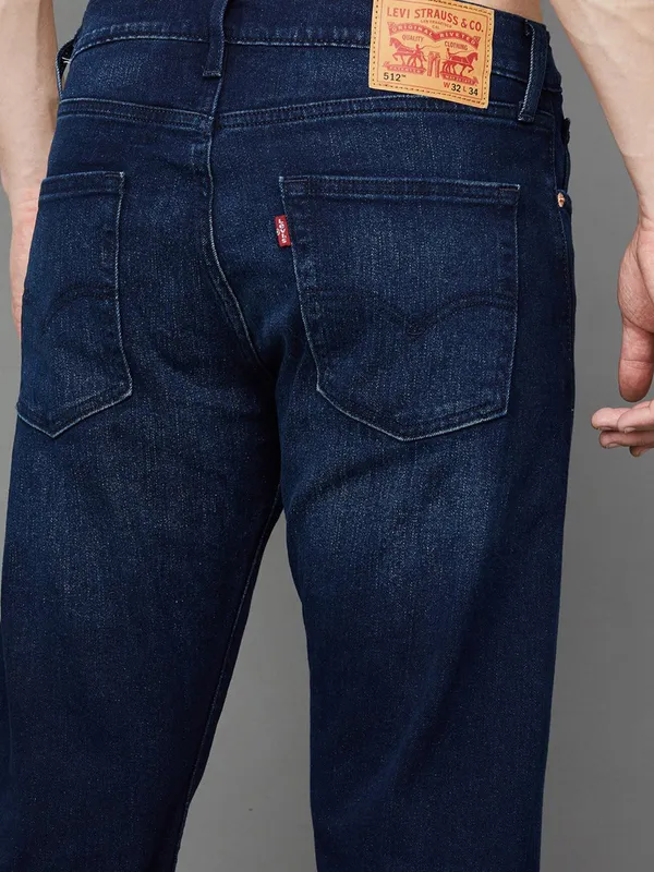 LEVIS washed navy slim fit denim jeans for men
