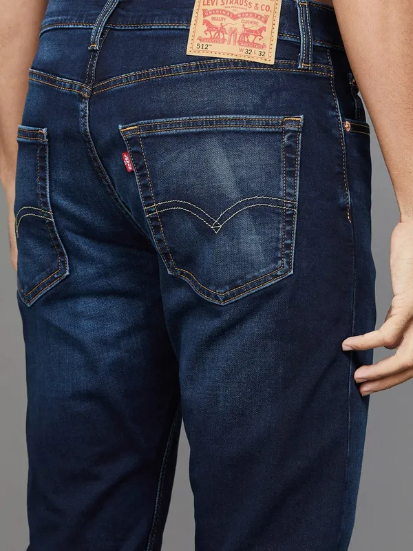 LEVIS washed navy slim tapered fit jeans