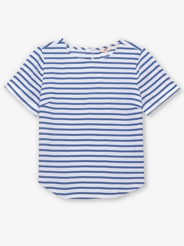 LEVIS white and blue linen stripe top
