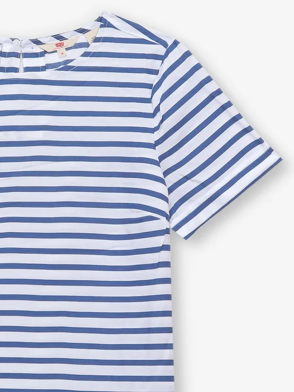 LEVIS white and blue linen stripe top