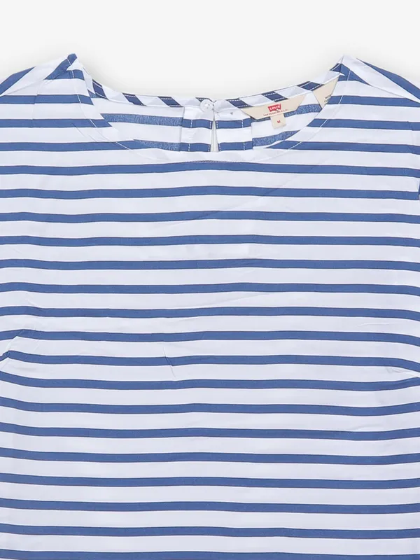 LEVIS white and blue linen stripe top