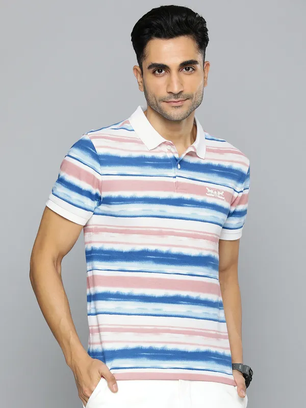 Levis white and blue stripe t shirt