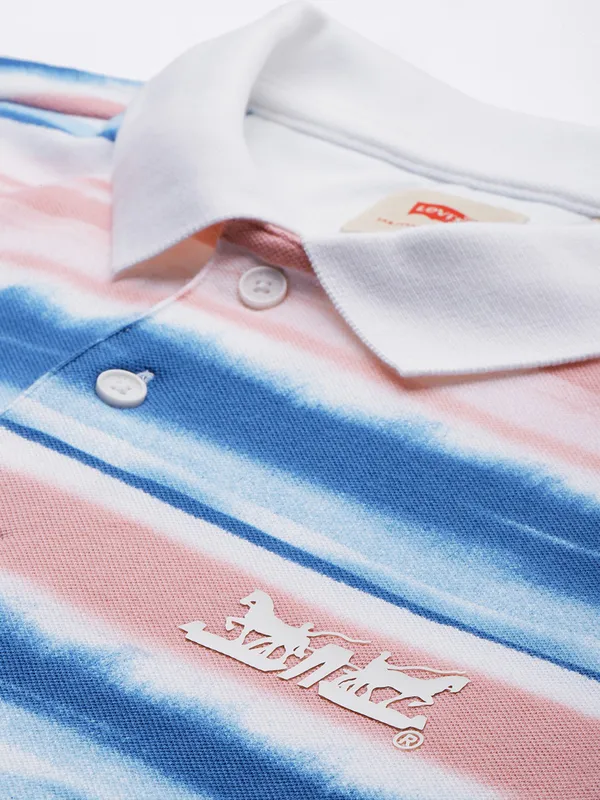 Levis white and blue stripe t shirt