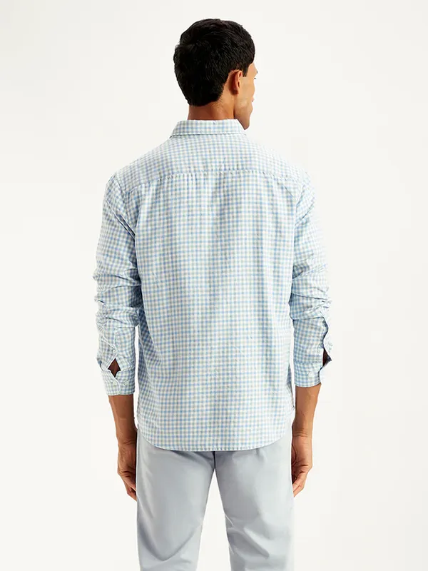 LEVIS white and sky check print in cotton shirt for men
