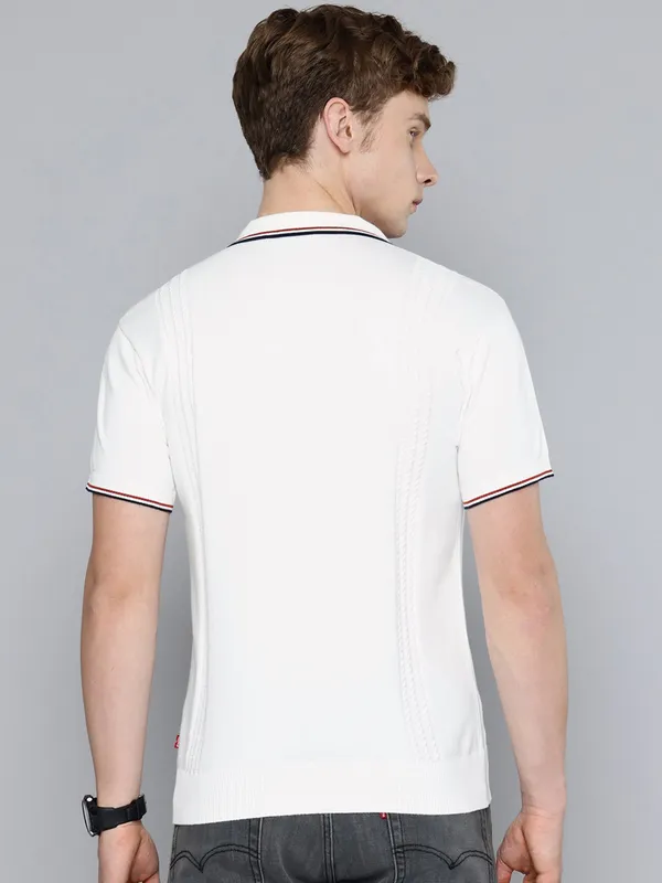 LEVIS white cotton polo t-shirt for men