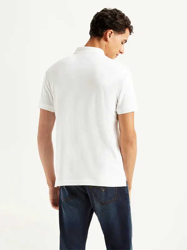 LEVIS white cotton slim fit polo mens t-shirt