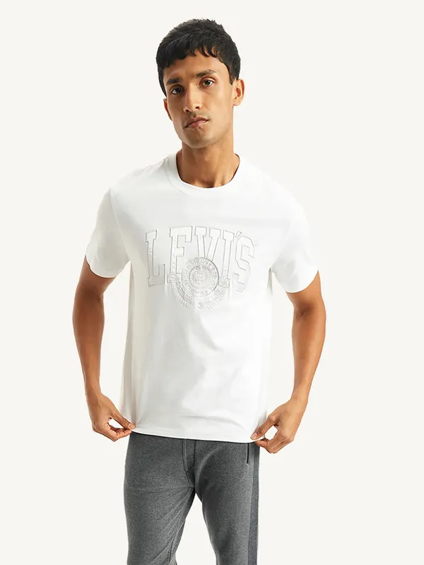 LEVIS white cotton slim fit t-shirt with logo