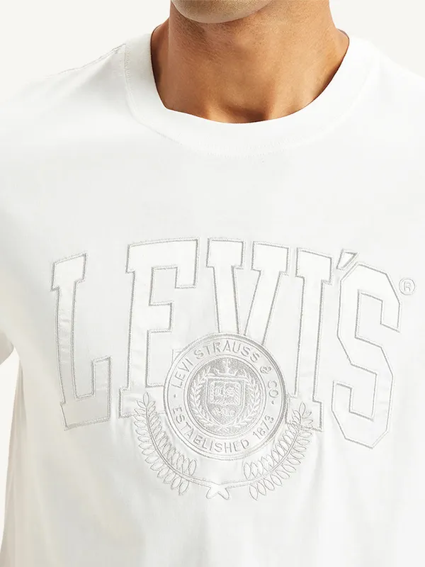 LEVIS white cotton slim fit t-shirt with logo