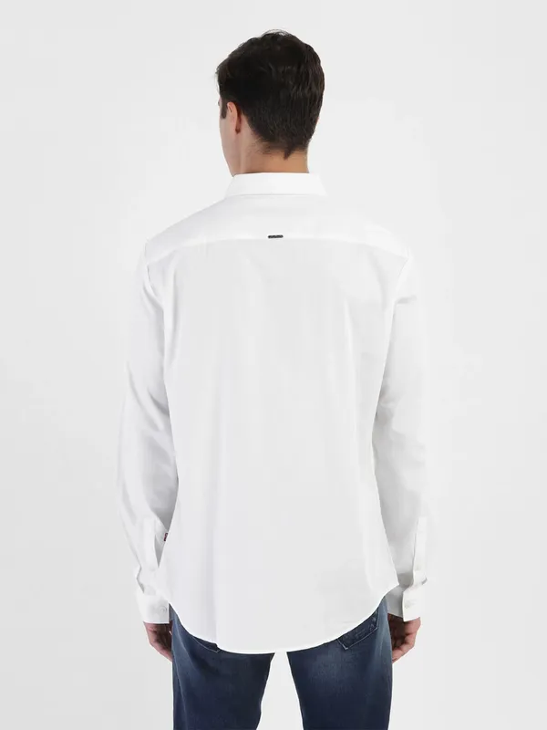 Levis white plain full sleeves cotton shirt