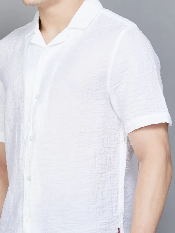 LEVIS white silk plain shirt for men