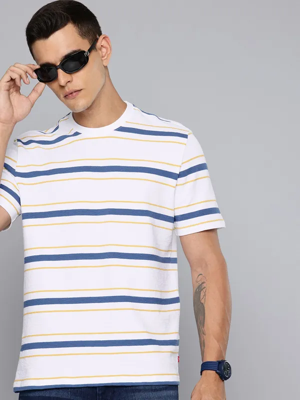 LEVIS white stripe cotton t-shirt for men