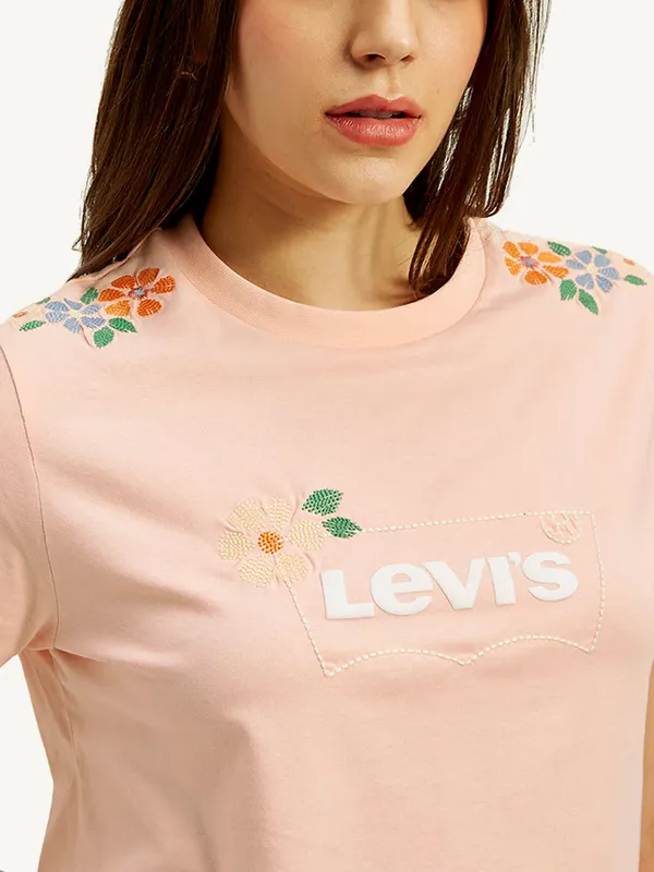 LEVIS women cotton peach t-shirt