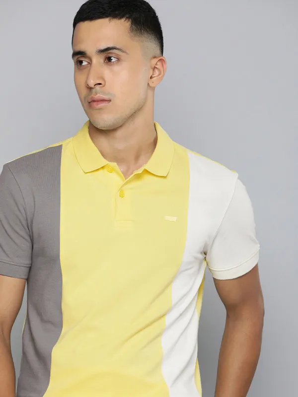 Levis yellow color block polo t shirt