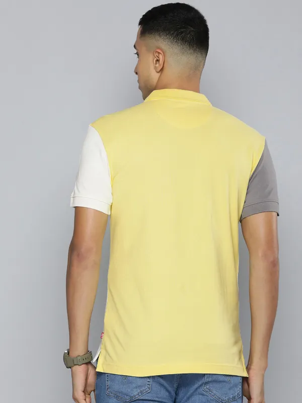 Levis yellow color block polo t shirt