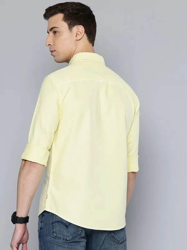 LEVIS yellow plain cotton shirt for mens