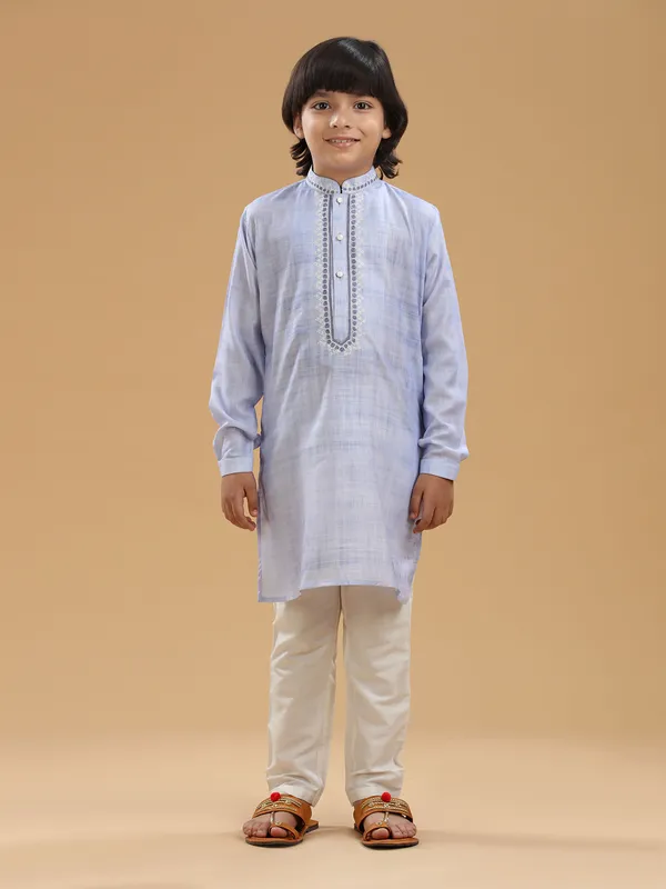 Light blue cotton kurta suit