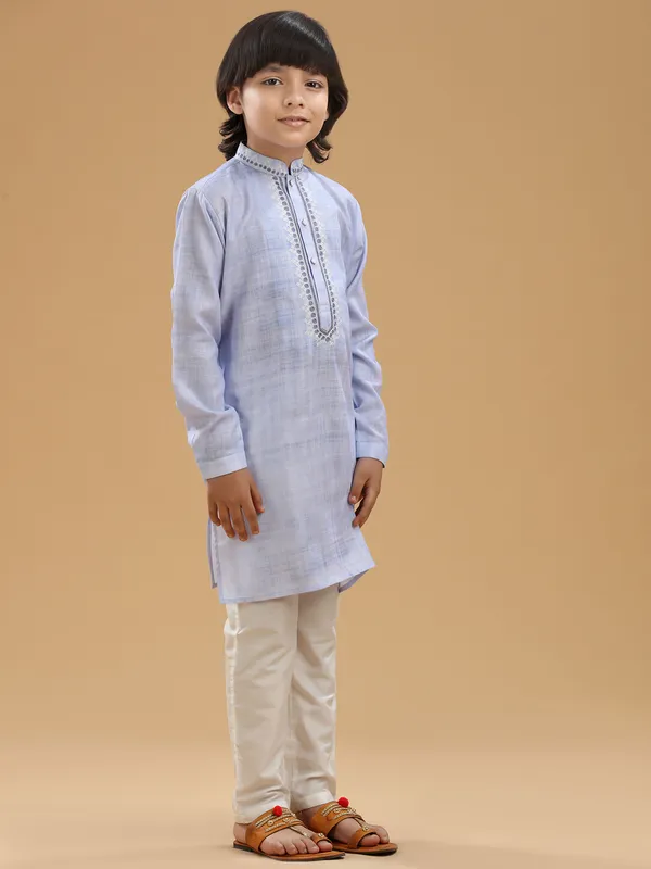 Light blue cotton kurta suit