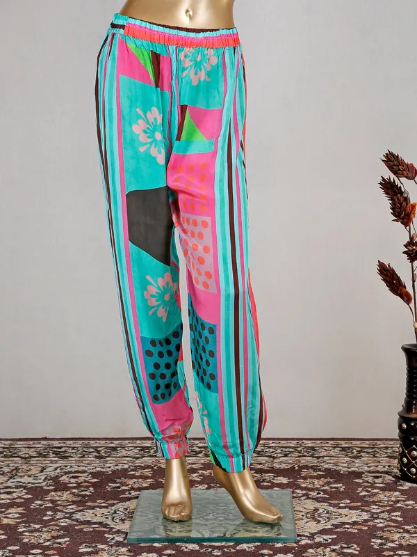 Light blue crepe printed co ord set for festive