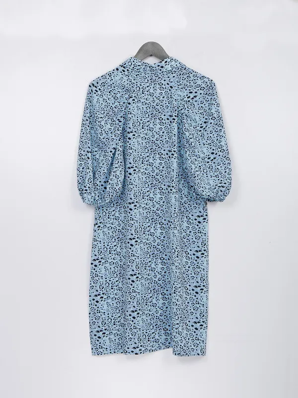 Light blue printed casual dress
