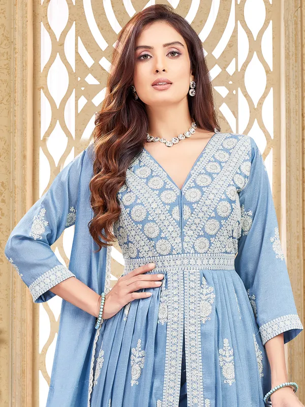 Light blue salwar kameez in silk