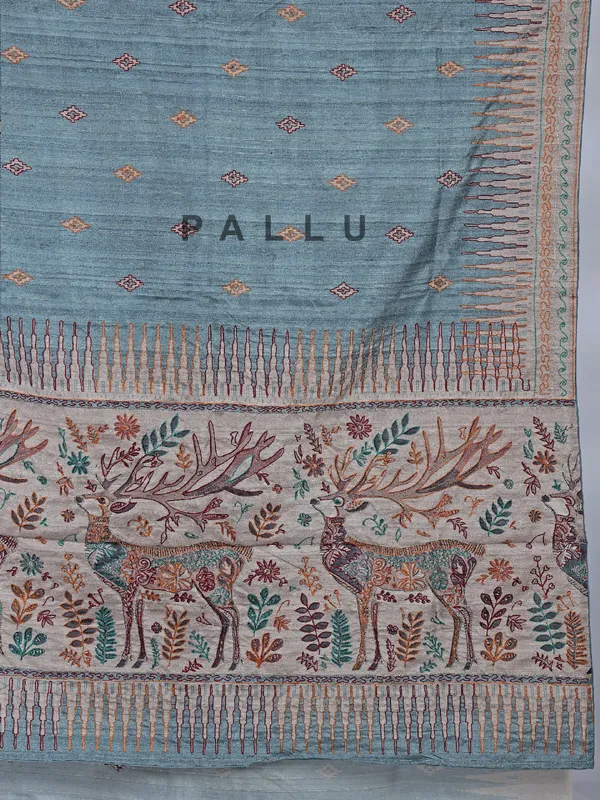 Light blue silk saree for women festive wear