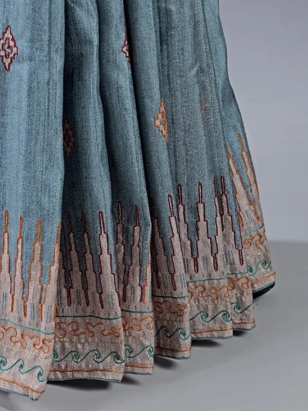 Light blue silk saree for women festive wear