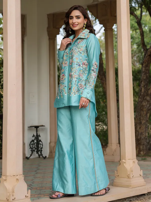 Light blue silk tencel co-ord set
