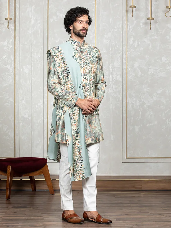 Light blue silk wedding waistcoat set