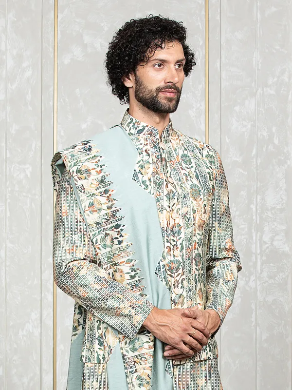 Light blue silk wedding waistcoat set