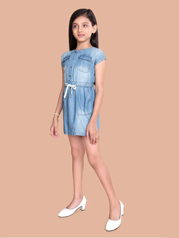 Light blue washed denim frock