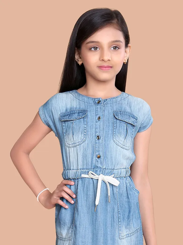 Light blue washed denim frock