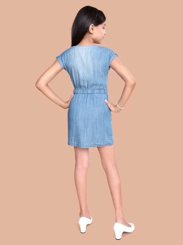 Light blue washed denim frock