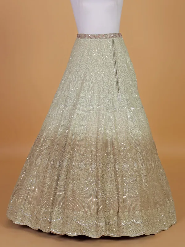Light brown and cream georgette lehenga choli
