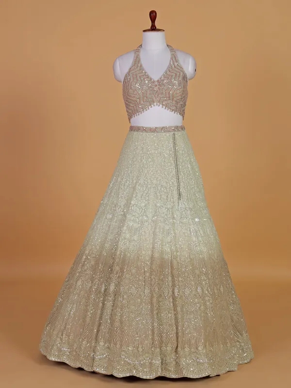 Light brown and cream georgette lehenga choli