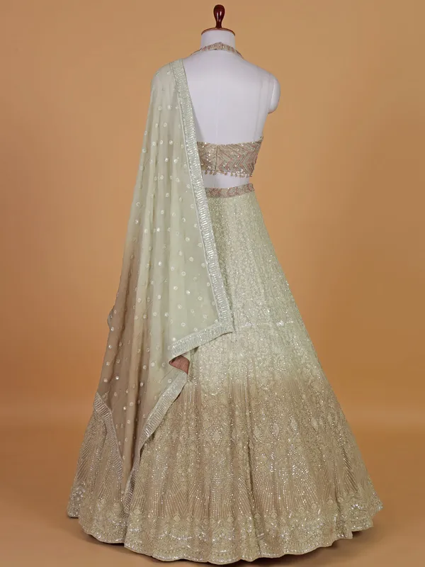 Light brown and cream georgette lehenga choli