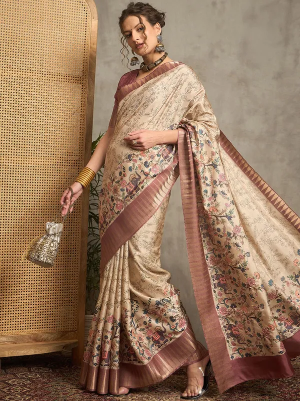 Light brown bhagalpuri silk saree for any ocassion
