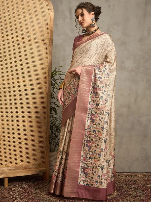 Light brown bhagalpuri silk saree for any ocassion