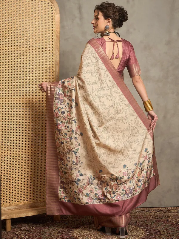 Light brown bhagalpuri silk saree for any ocassion
