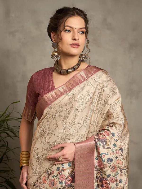 Light brown bhagalpuri silk saree for any ocassion