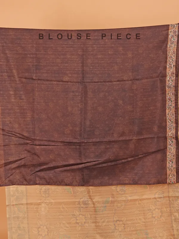 Light brown semi silk printed saree