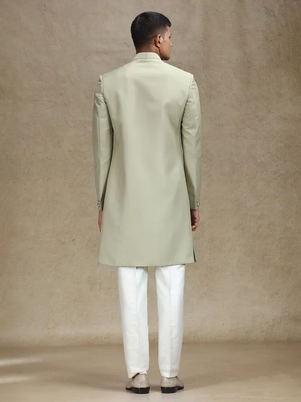 Light dusty olive indo western in terry rayon